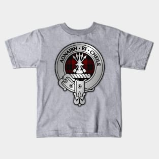 Clan Cameron Crest & Black Red Tartan Kids T-Shirt